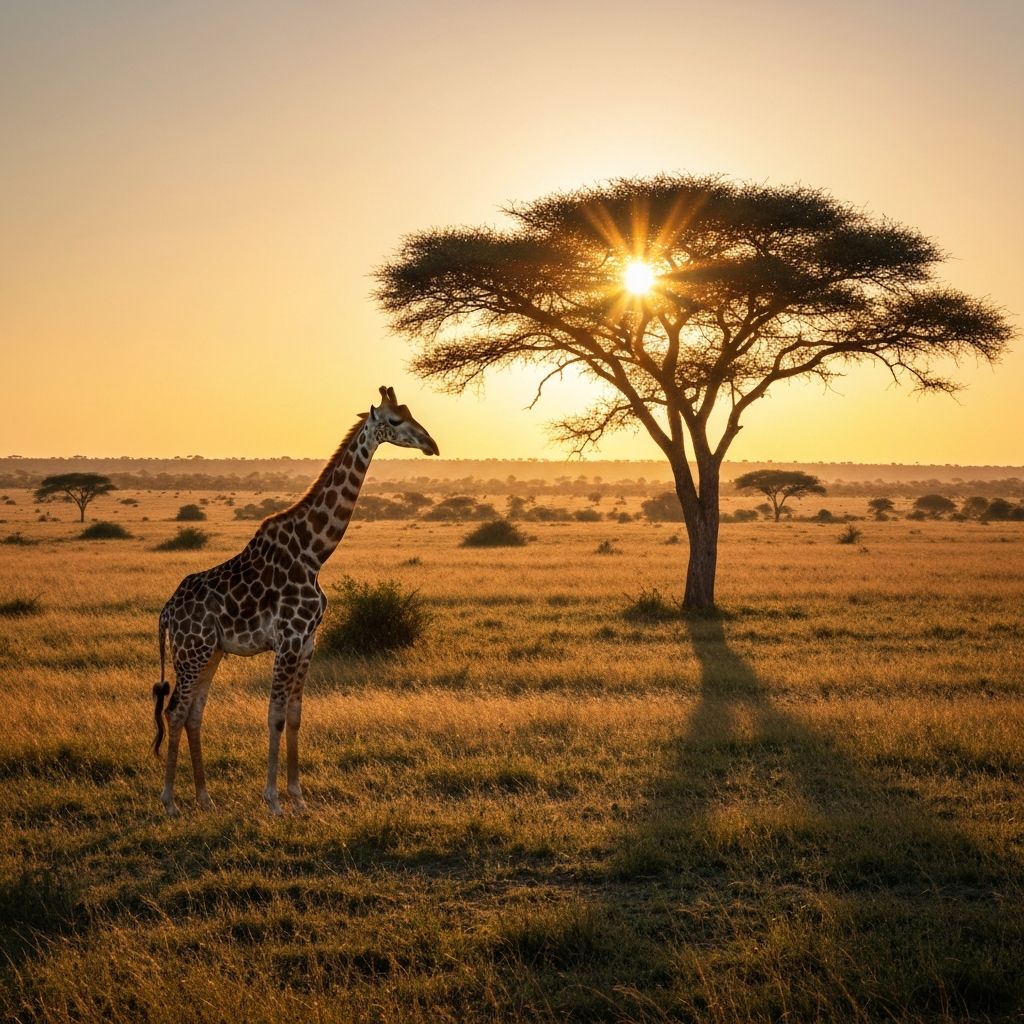 Giraffe at sunset